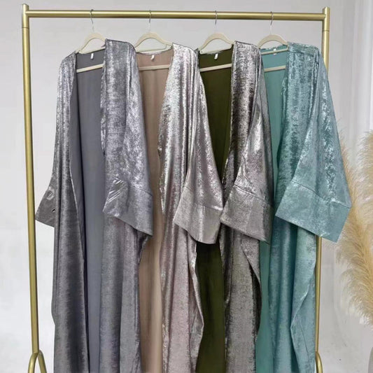 Hoor Metallic Open Abaya - 4 Colours