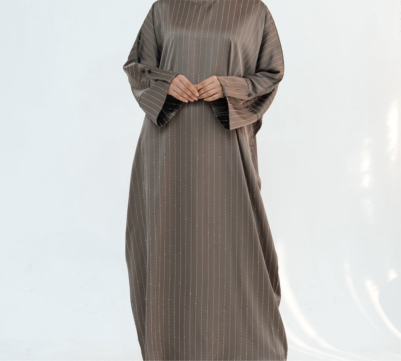 Rhinestone Pinstripe Abaya - 3 Colours