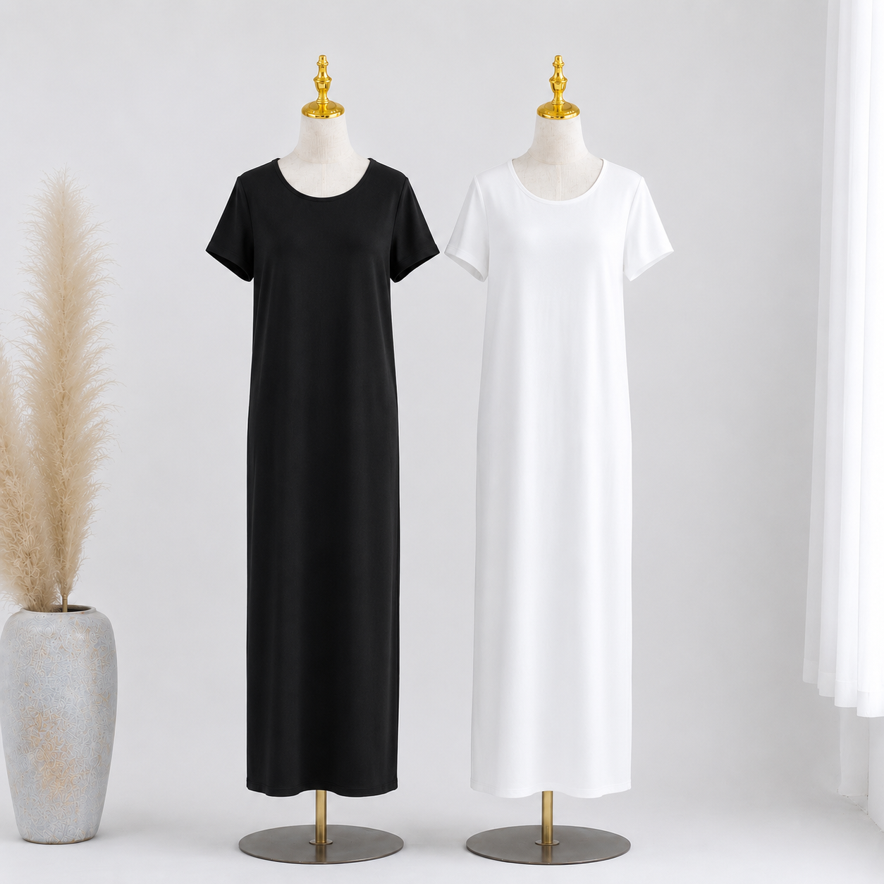 Short Sleeve Slip Dress - 2 Colours