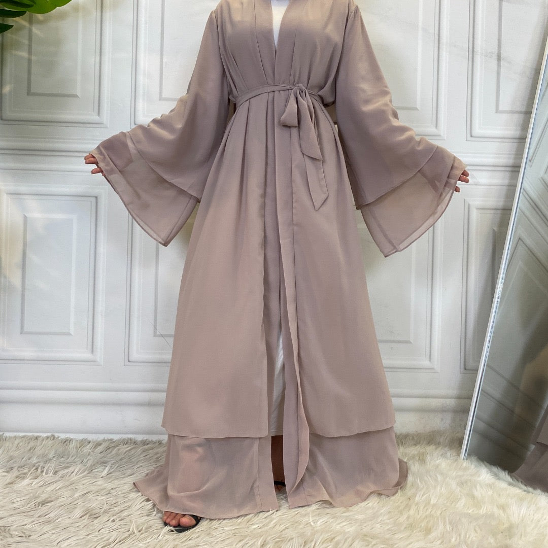 2-Layered Abaya - Nude Pink