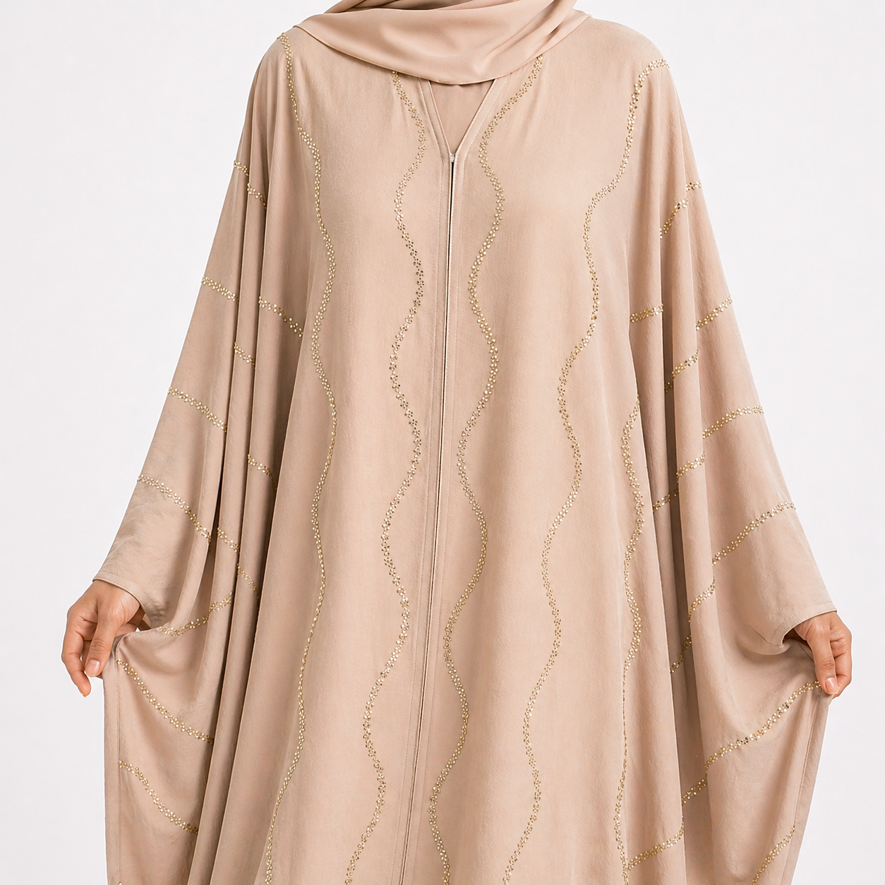 Diamanté Butterfly Abaya & Hijab Set - 3 Colours