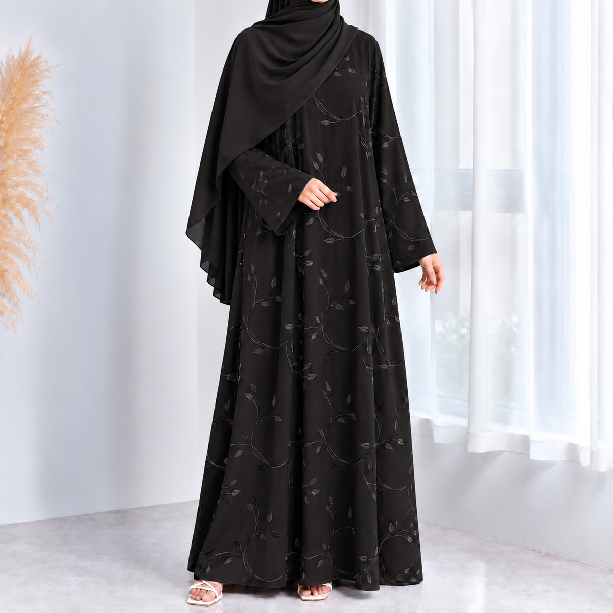 Embroidered Nidha Abaya & Hijab Set