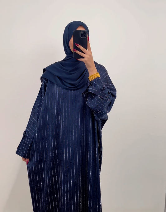 Rhinestone Pinstripe Abaya - 3 Colours