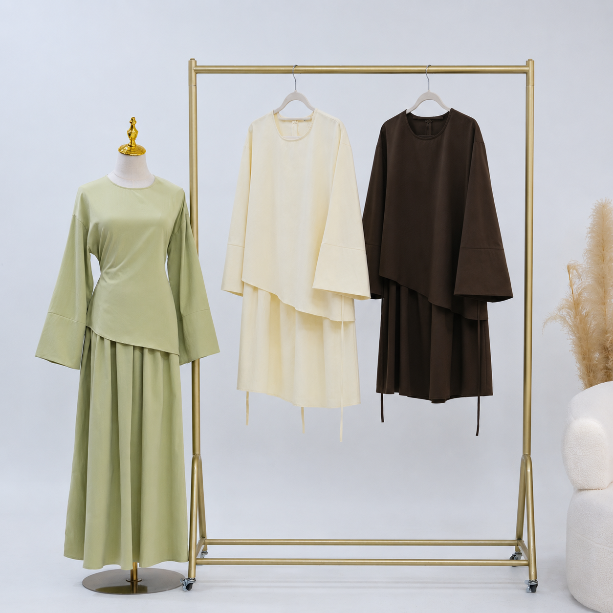 Asymmetrical Blouse & Skirt Co-Ord Set - 3 Colours