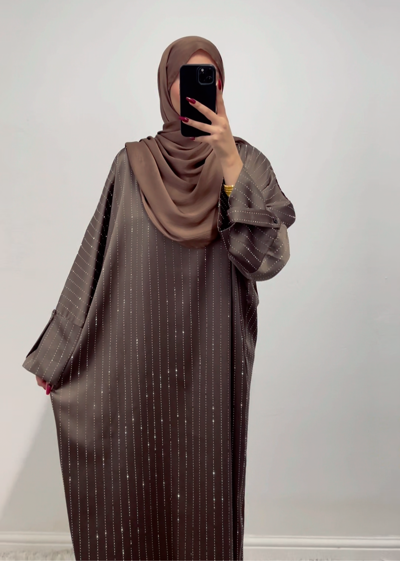 Rhinestone Pinstripe Abaya - 3 Colours