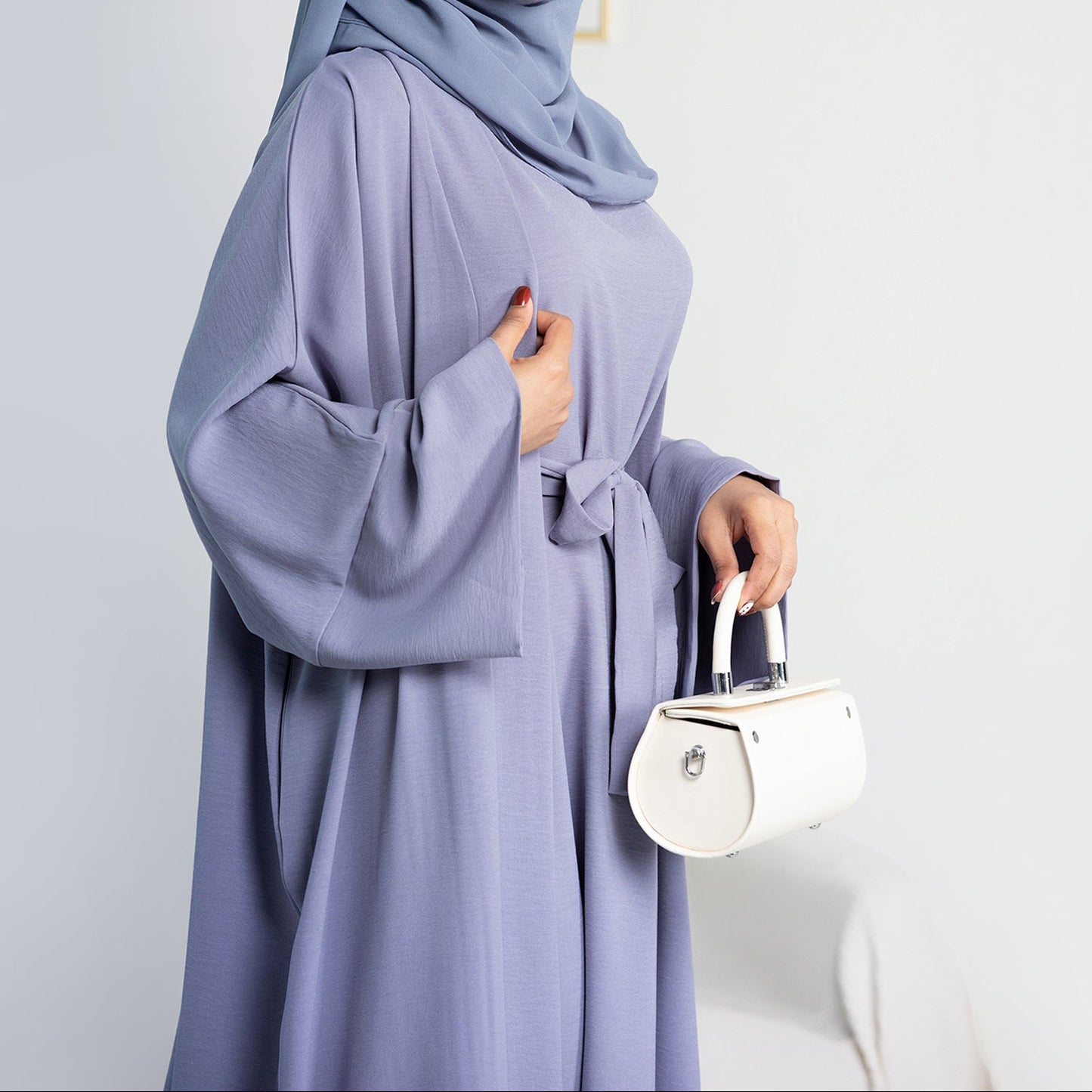 2 Piece Abaya Set - Light Grey / Lilac