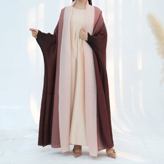 Ombré Pleated Abaya & Hijab - 4 Colours