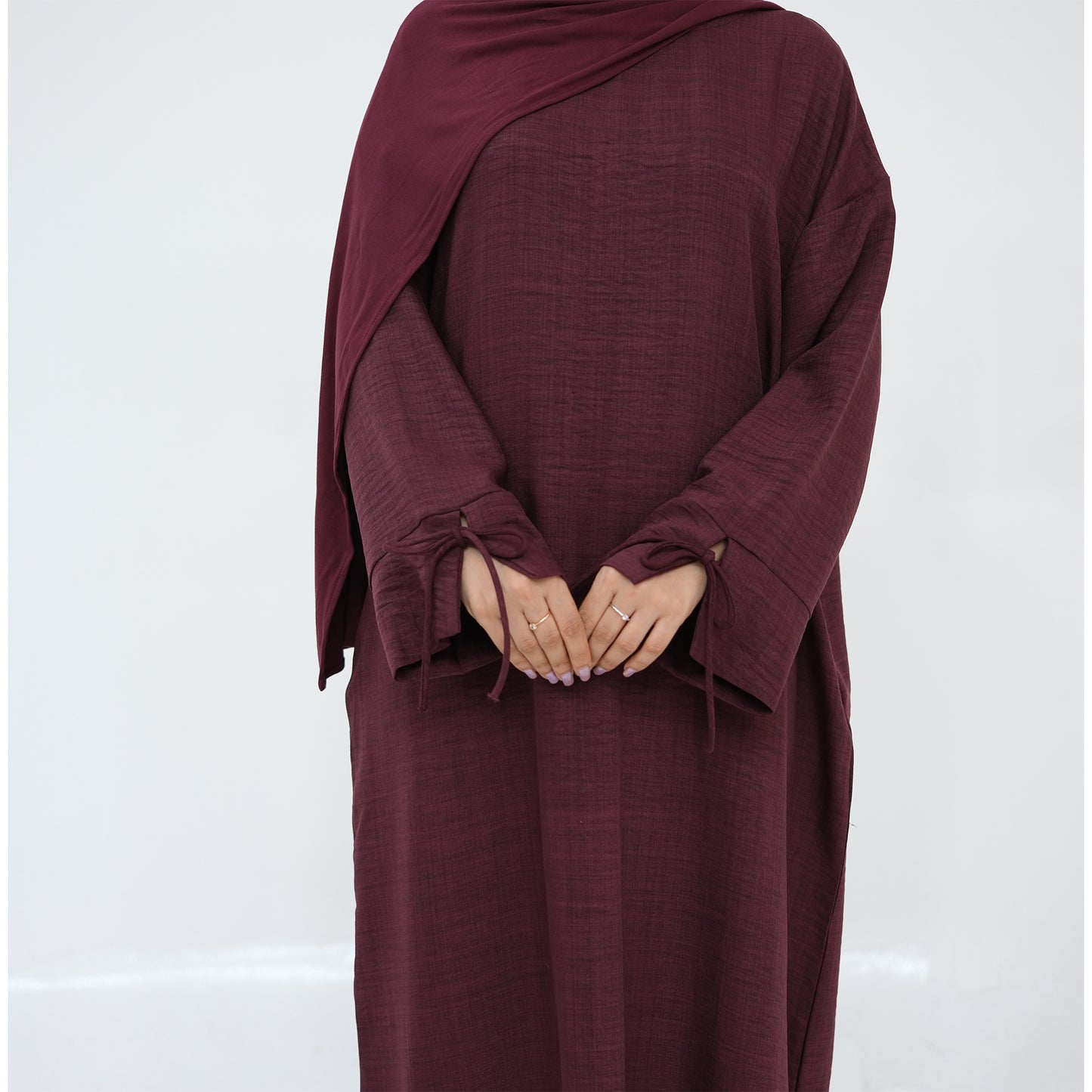 Soft Linen Feel Closed Abaya - 3 Colours