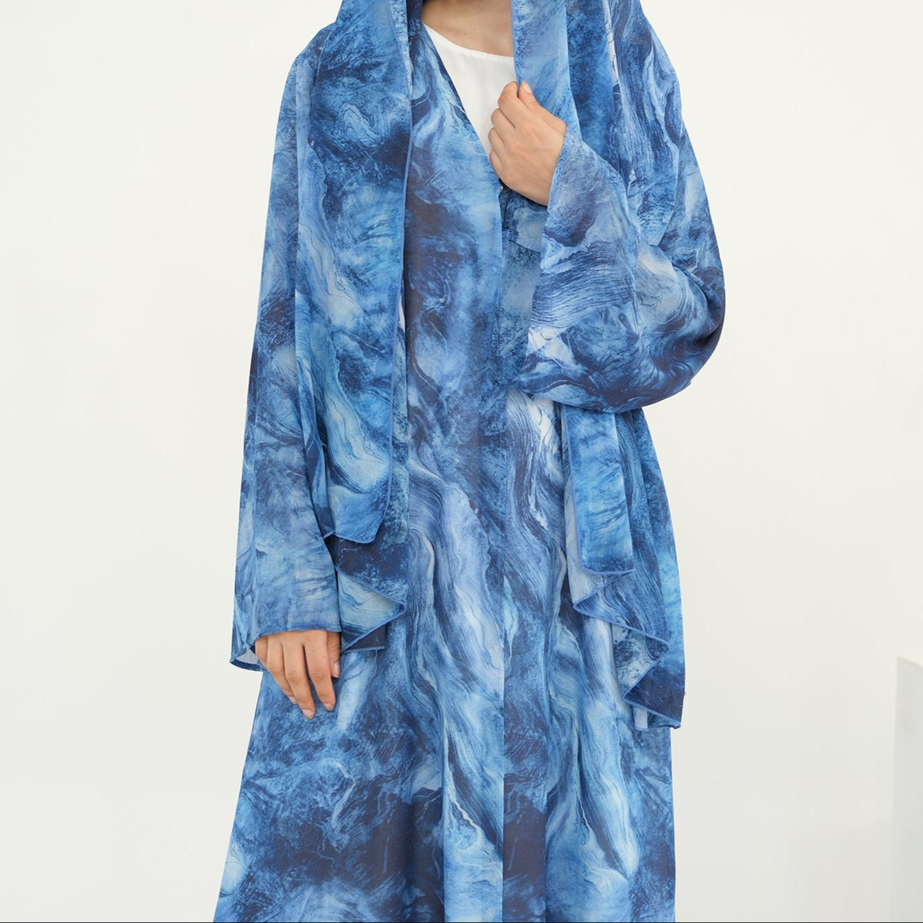 Marble Print Abaya & Hijab Set