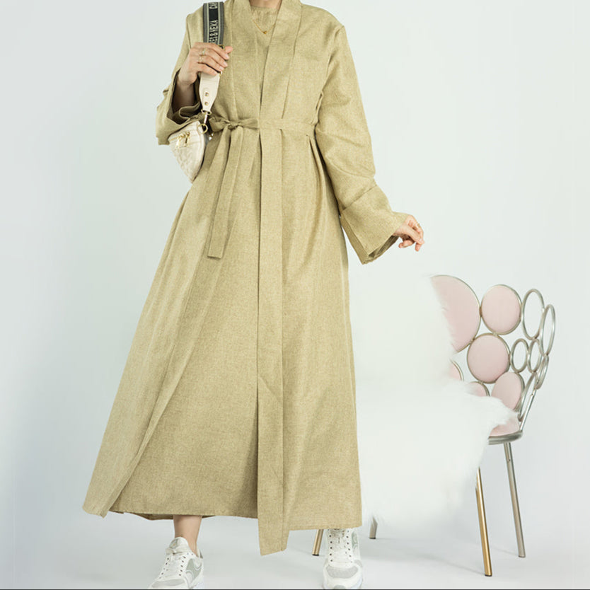 Dalia Linen Open Abaya - 3 Colours