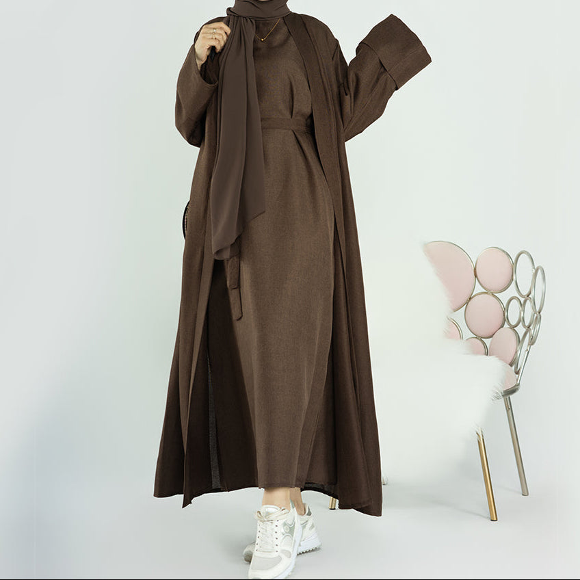 Dalia Linen Open Abaya - 3 Colours