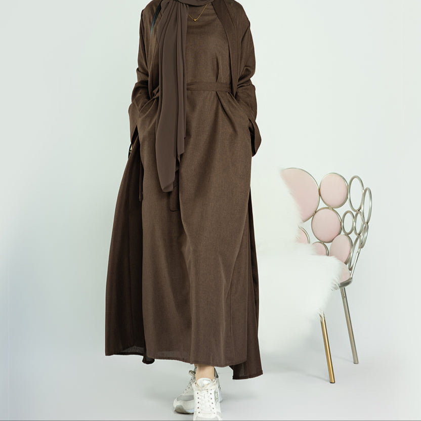Dalia Linen Open Abaya - 3 Colours