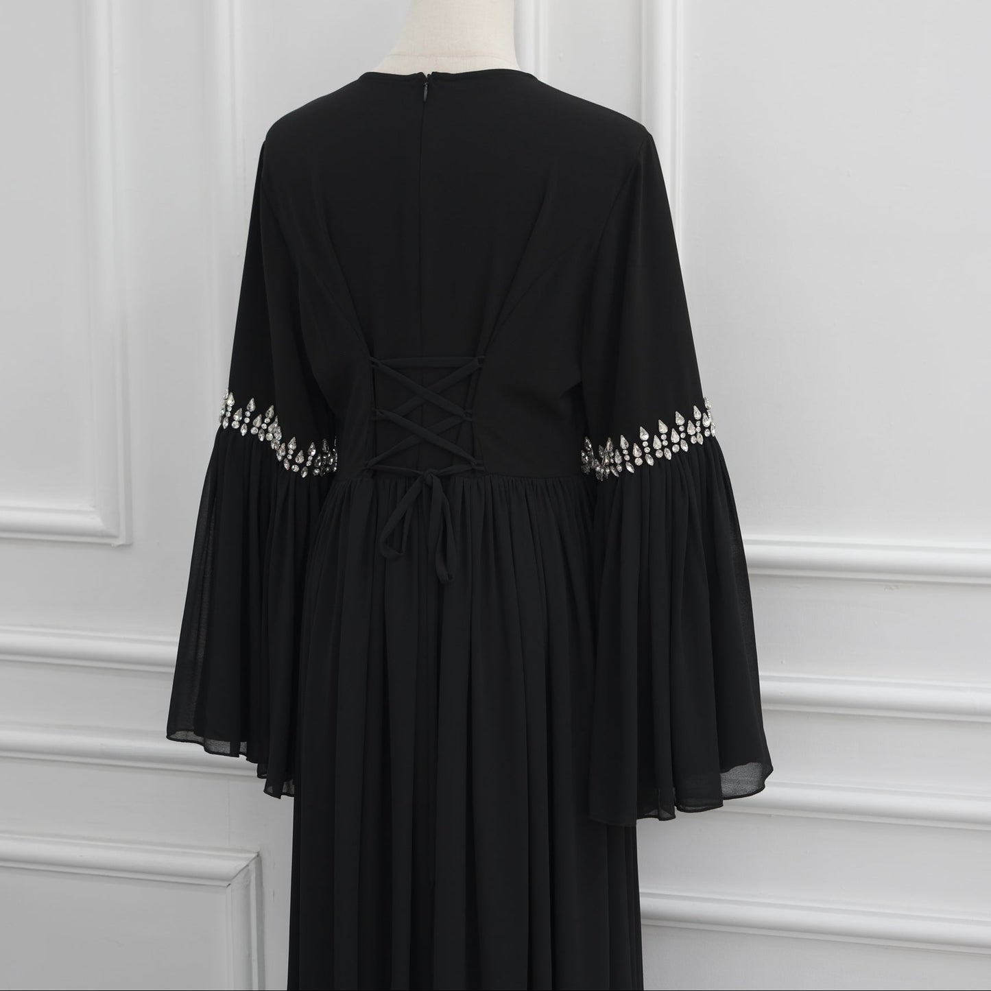 Crystal Embellished Chiffon Maxi Dress