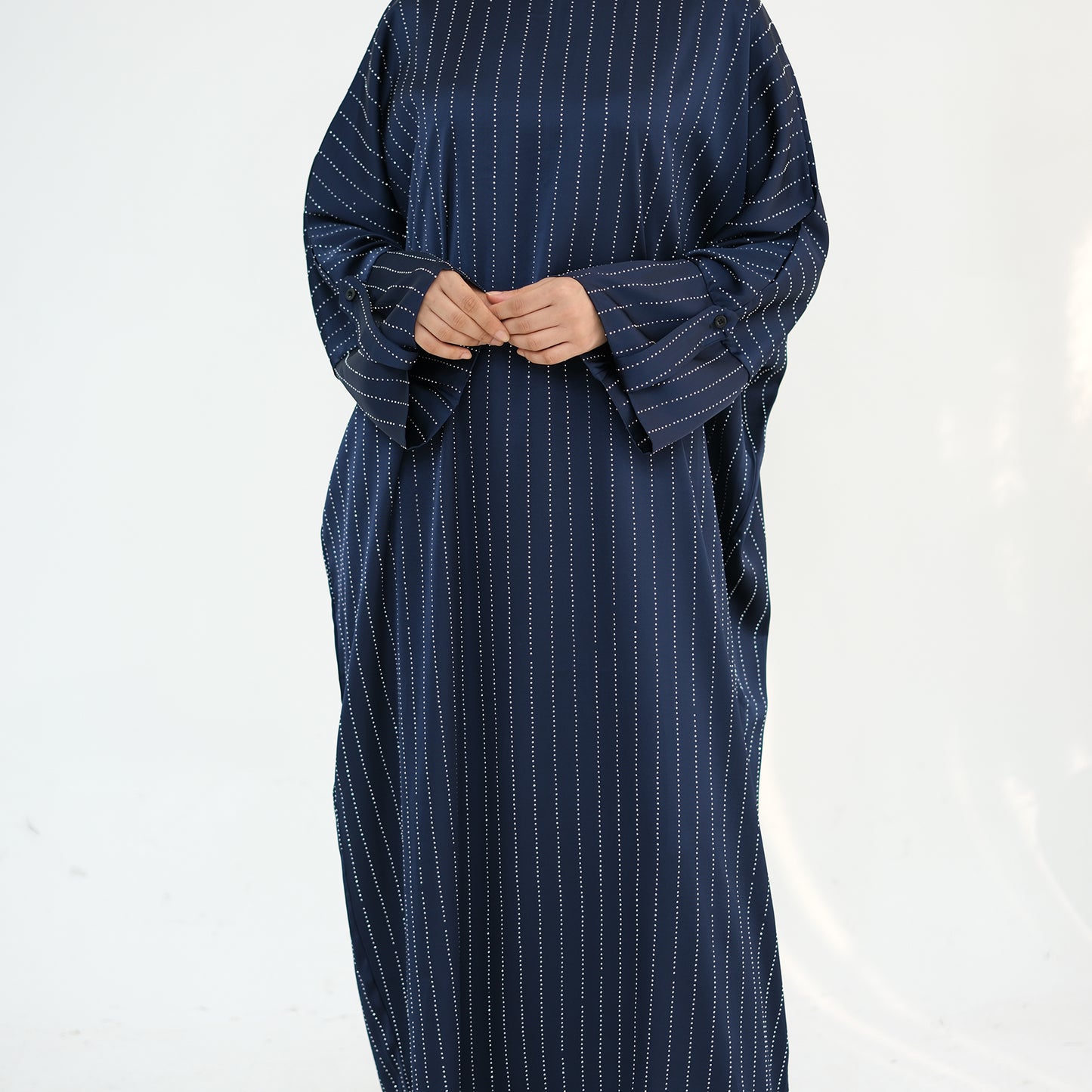 Rhinestone Pinstripe Abaya - 3 Colours