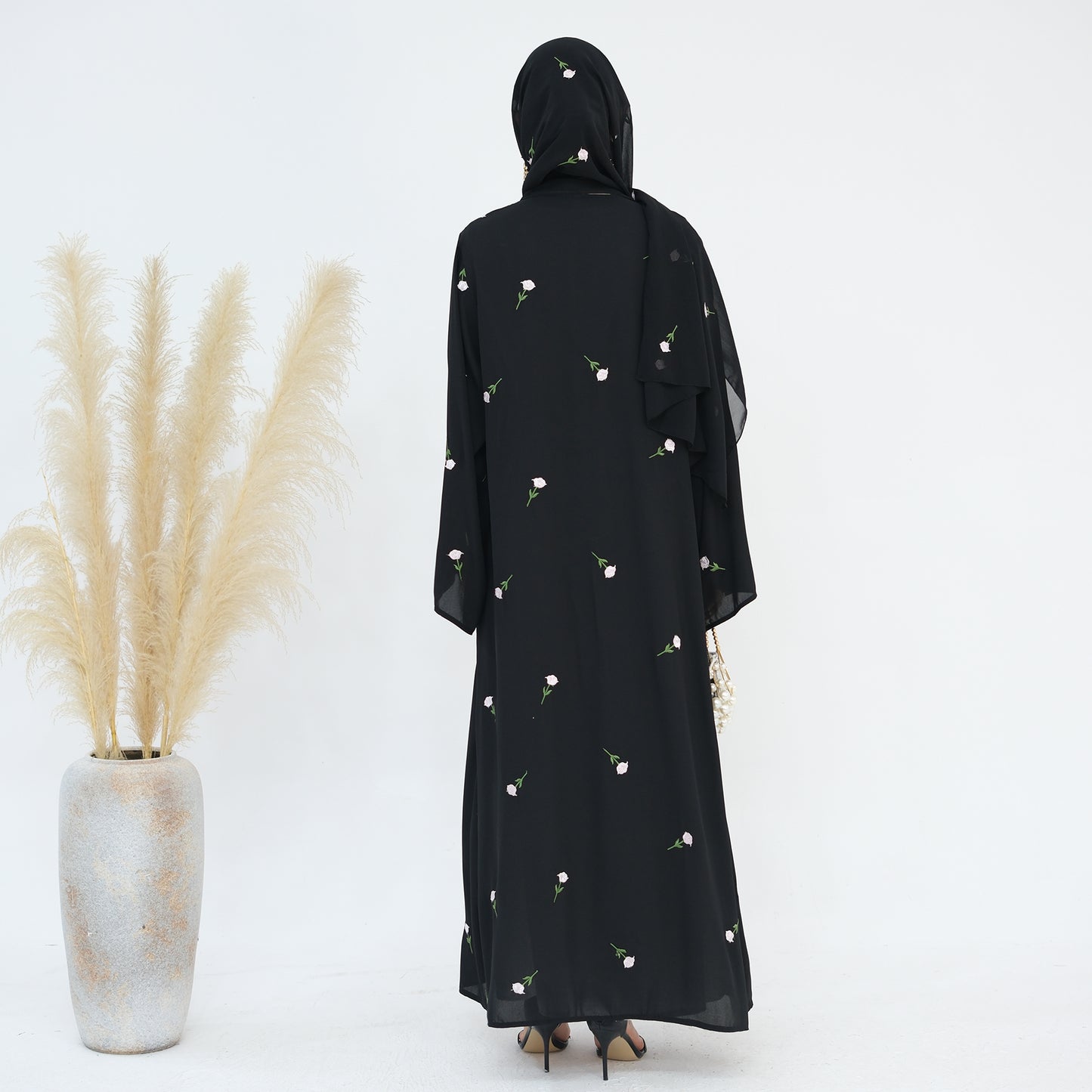 Floral Abaya & Hijab Set - 2 Colours