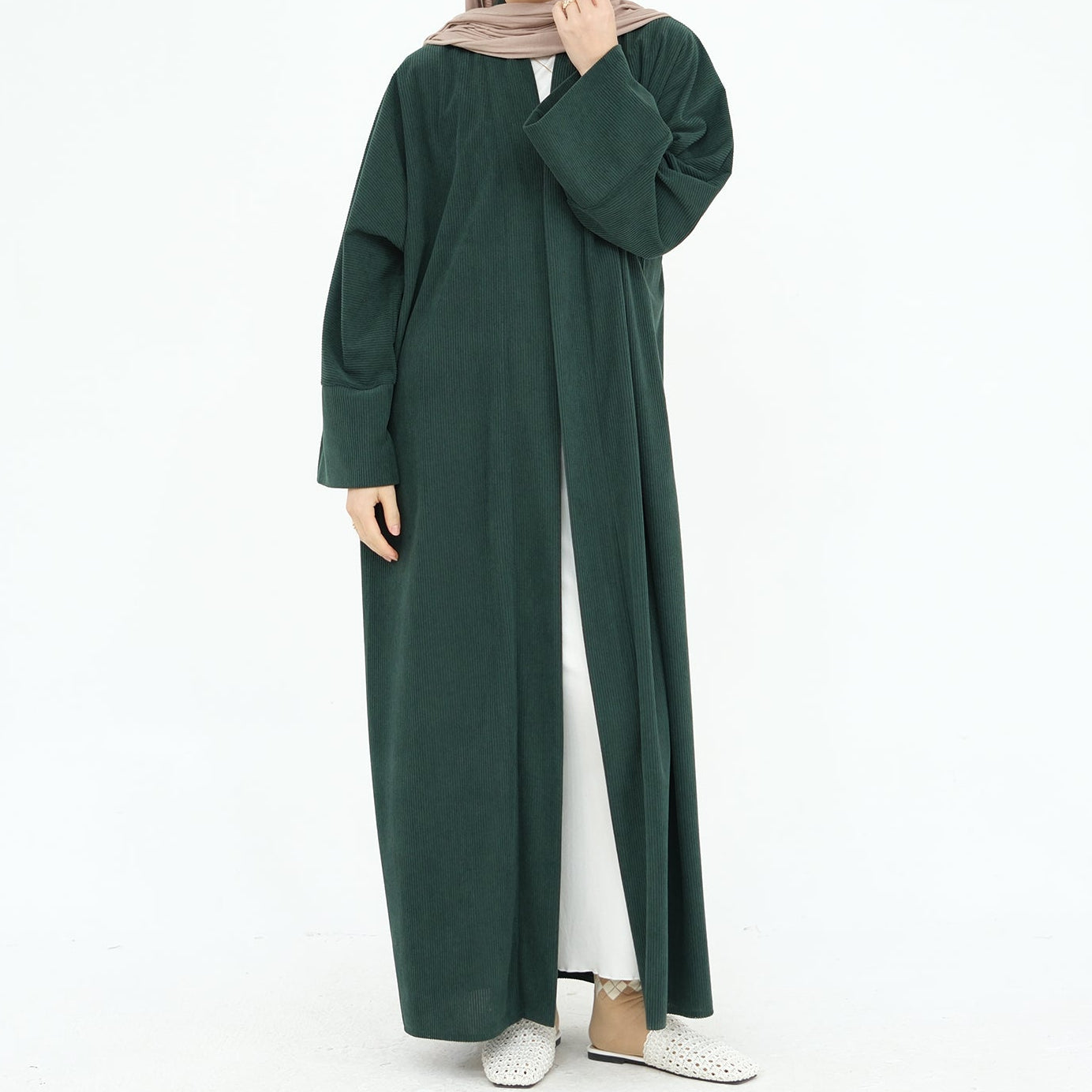 Corduroy Open Abaya - 2 Colours