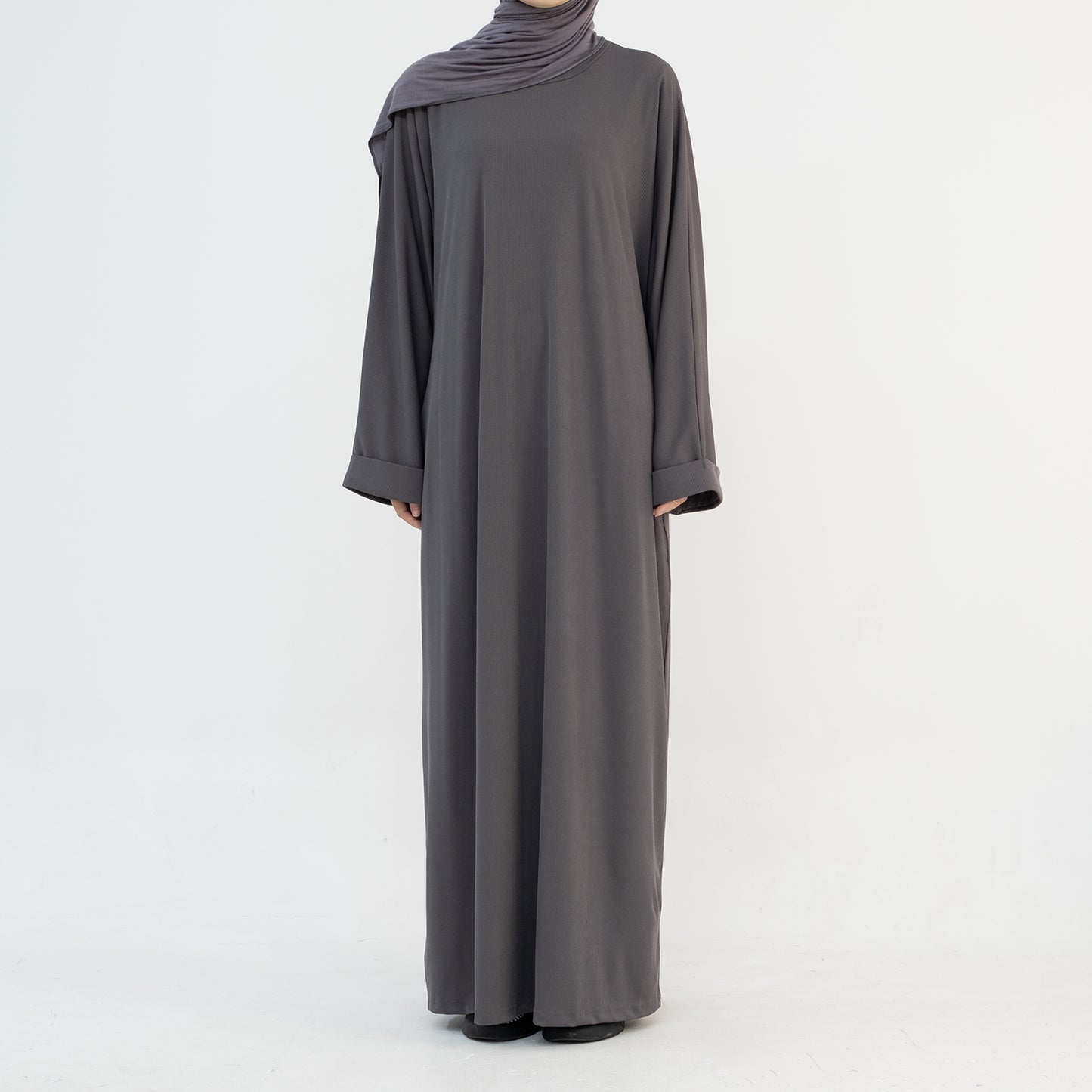 Soft Ribbed Closed Abaya - 3 Colours