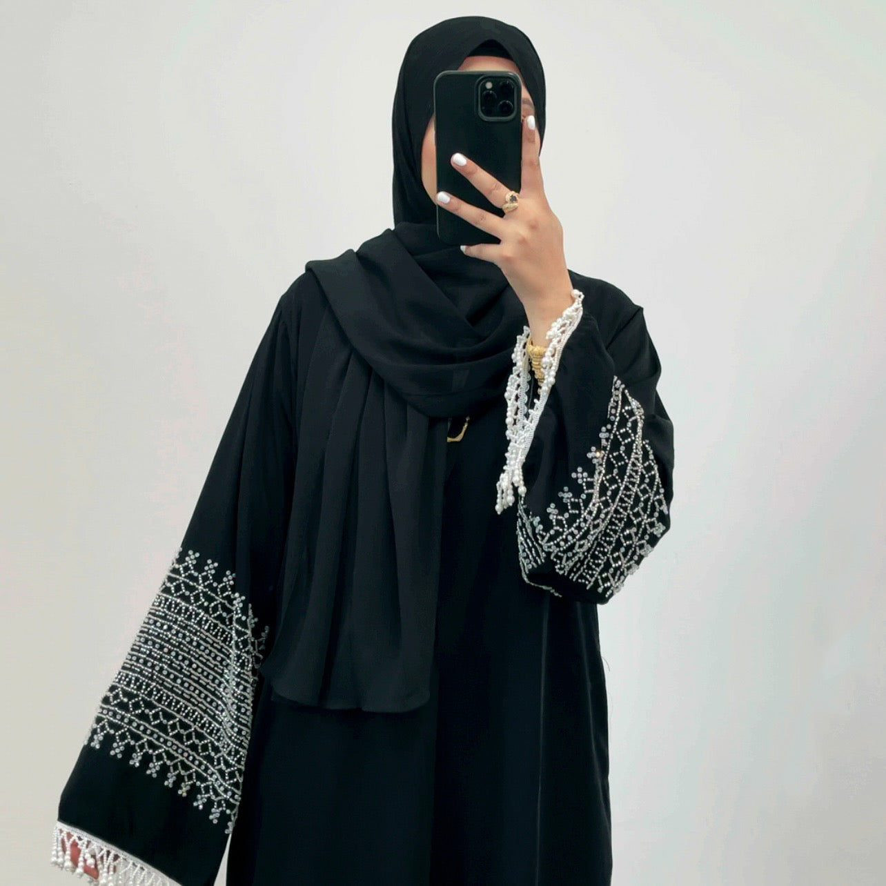 Alishba Embellished Abaya - Black