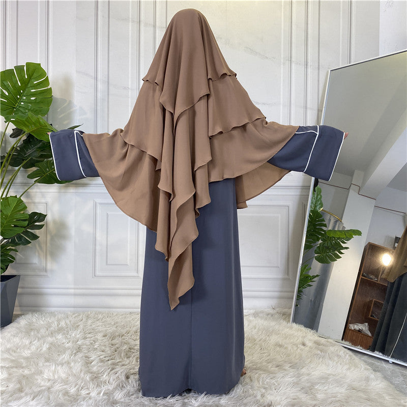 3 Layered Khimar - Caramel