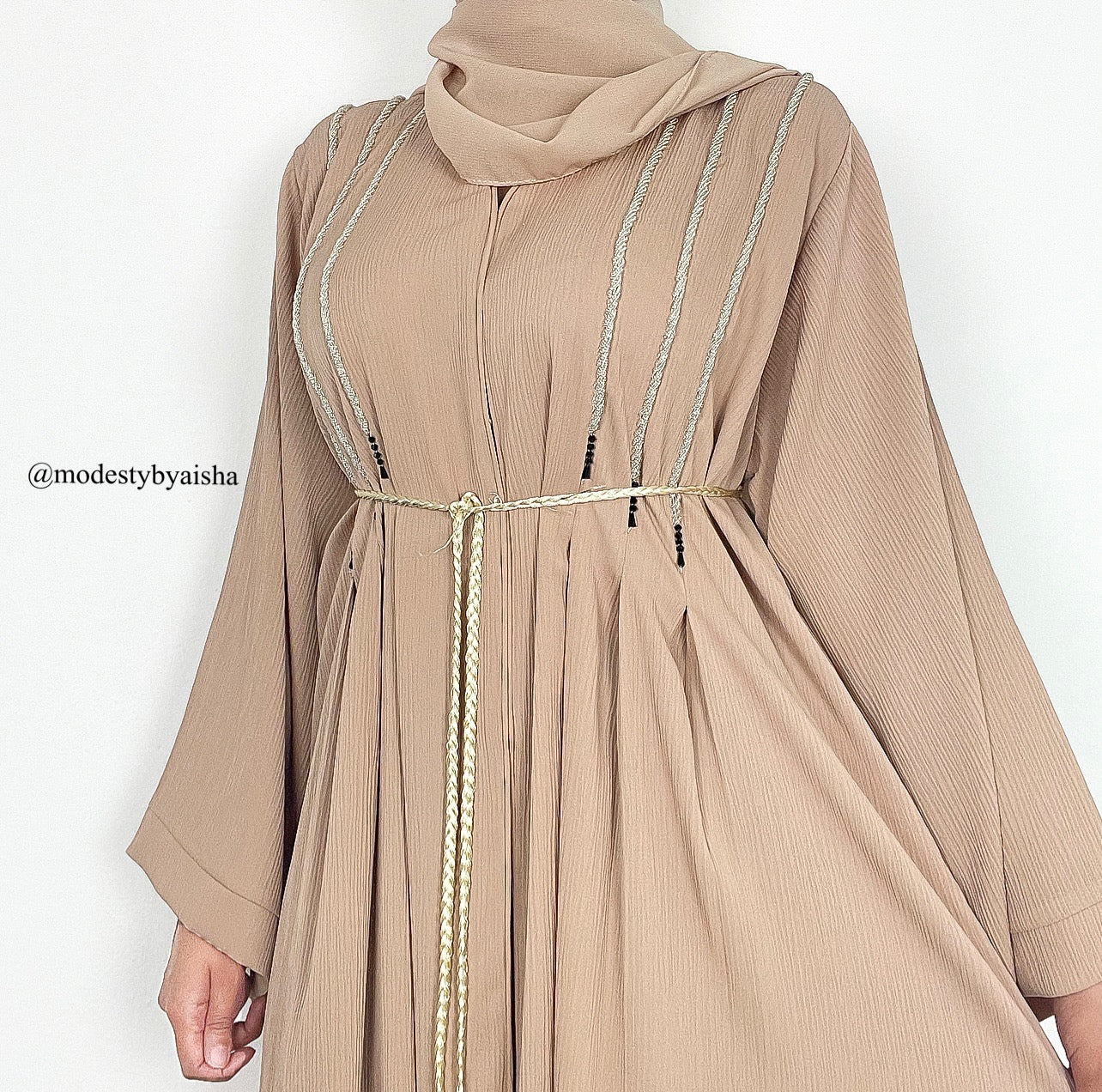 Ayah Beige - Embellished Abaya