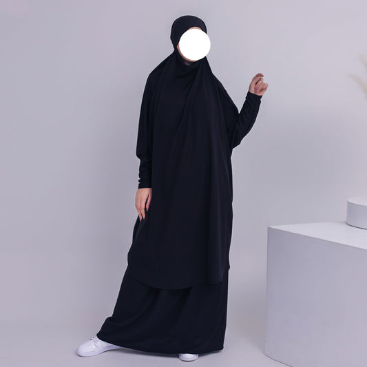 2 Piece Jilbab | Elastic Cuff | Nida - 2 Colours