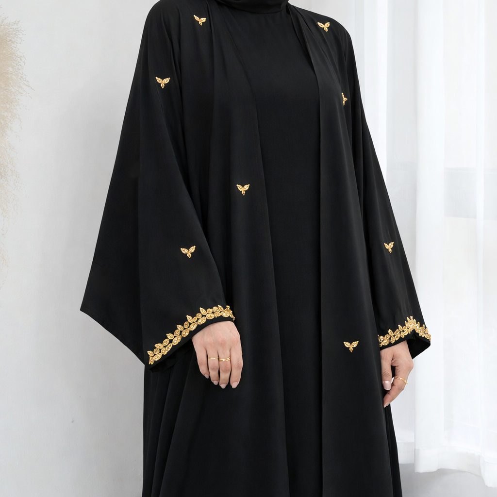 Zyra Embellished Abaya - 4 Piece Set - 2 Colours