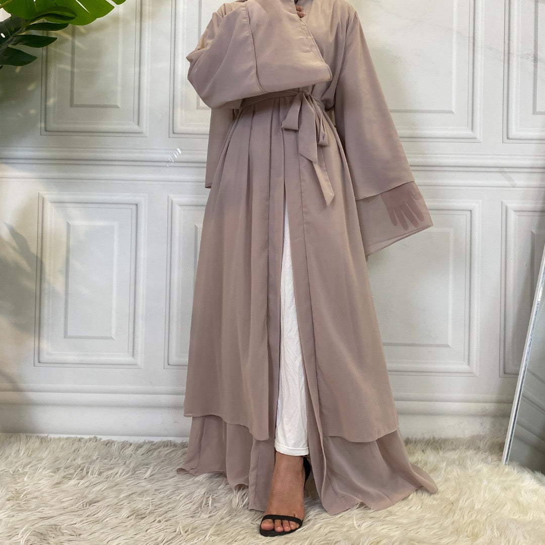 2-Layered Abaya - Nude Pink