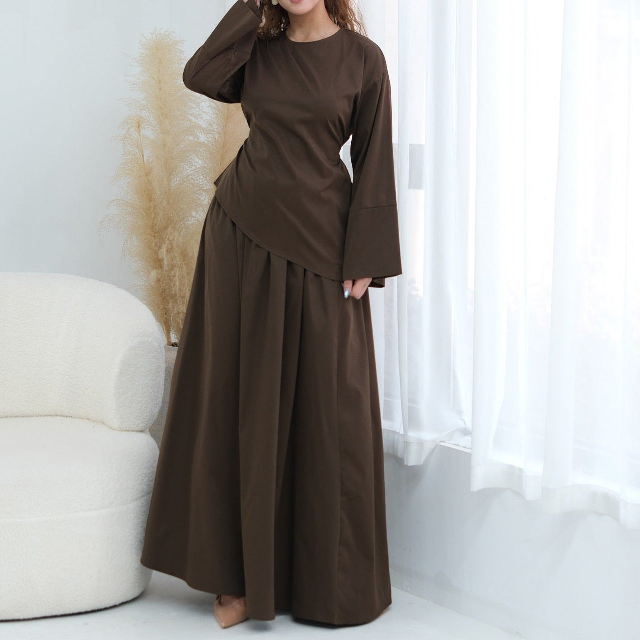 Asymmetrical Blouse & Skirt Co-Ord Set - 3 Colours