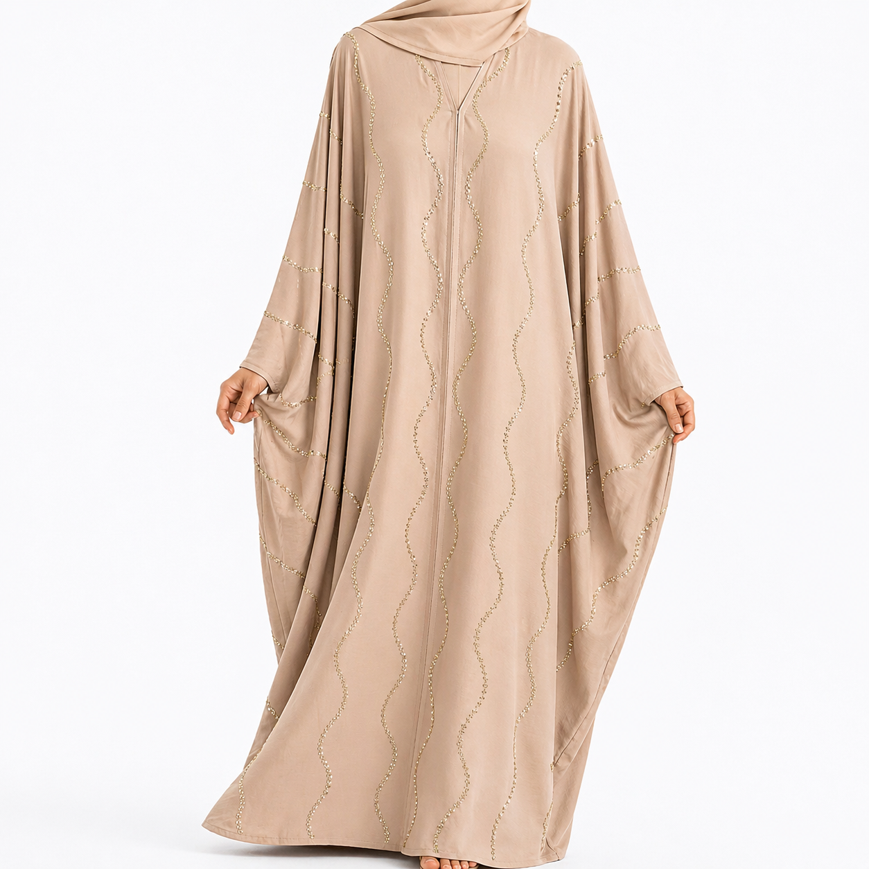 Diamanté Butterfly Abaya & Hijab Set - 3 Colours