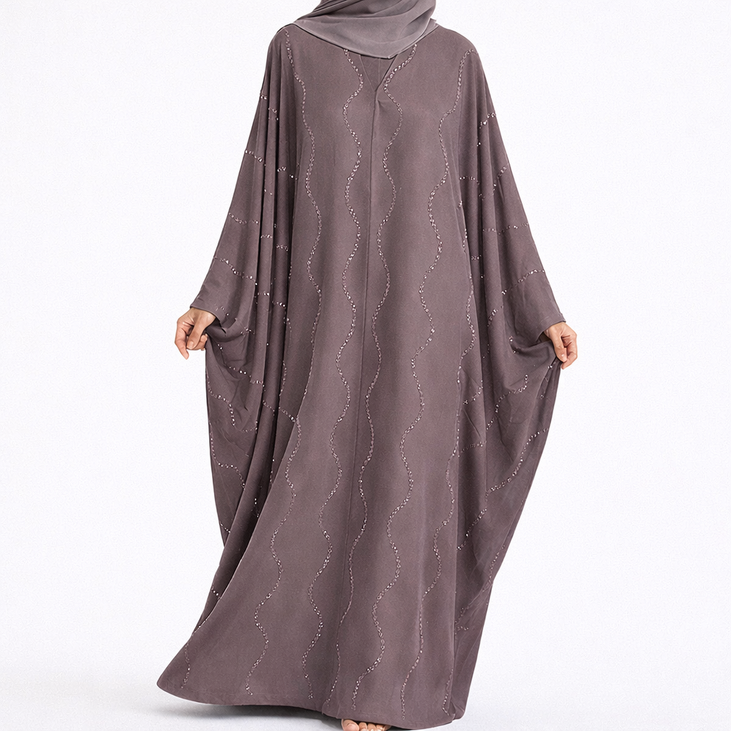 Diamanté Butterfly Abaya & Hijab Set - 3 Colours