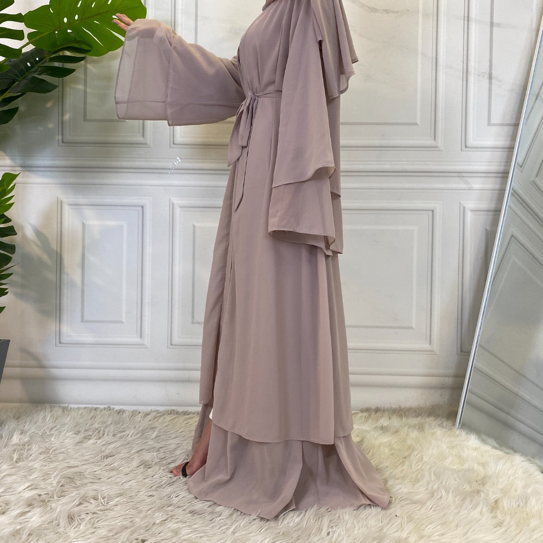 2-Layered Abaya - Nude Pink