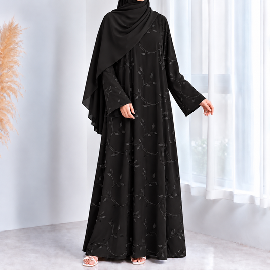 Embroidered Nidha Abaya & Hijab Set