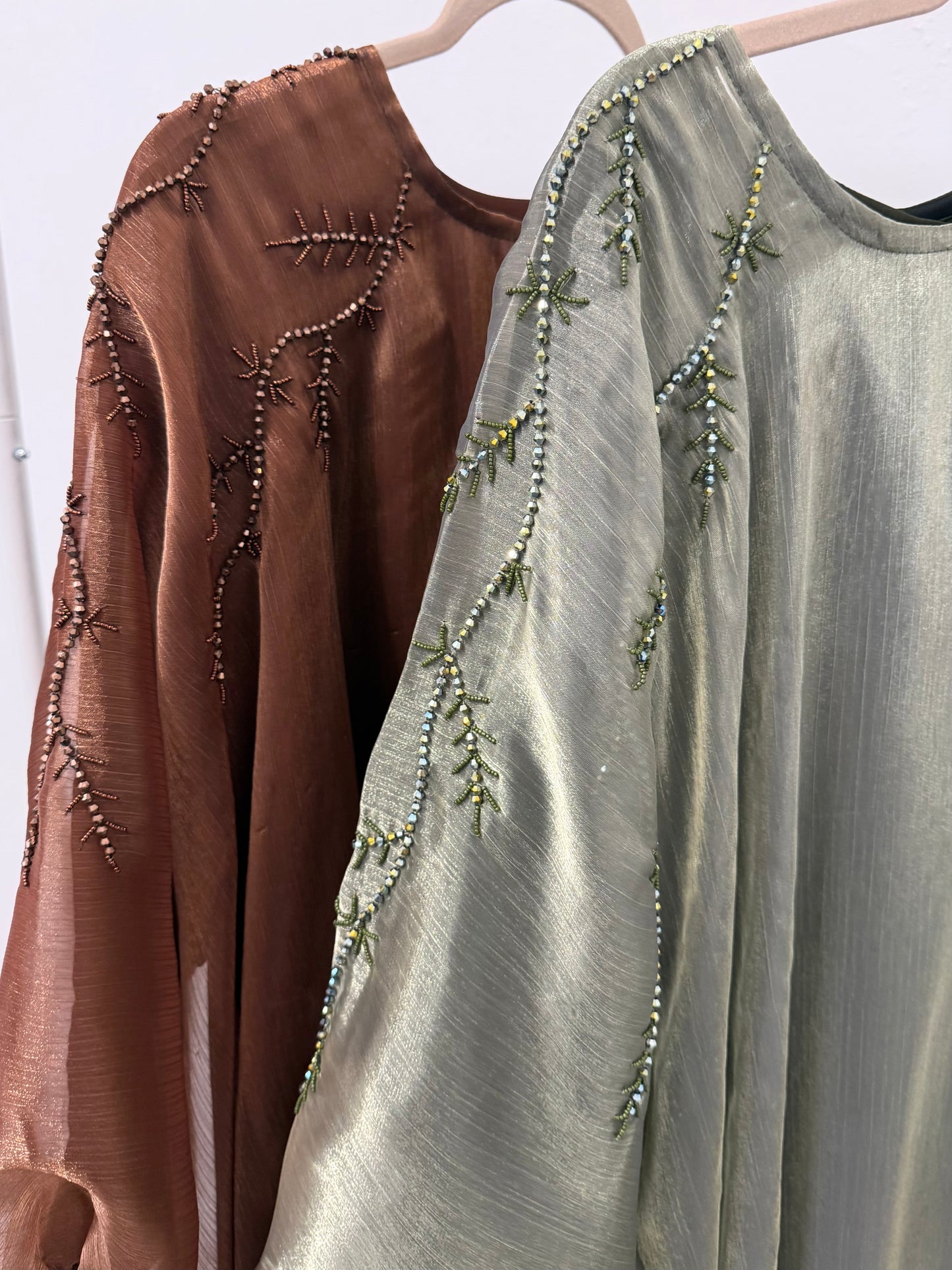 Yusra Beaded Abaya - 3 Piece Set - 2 Colours