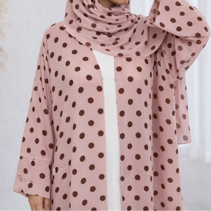 Polka Dot Abaya & Hijab Set - 2 Colours