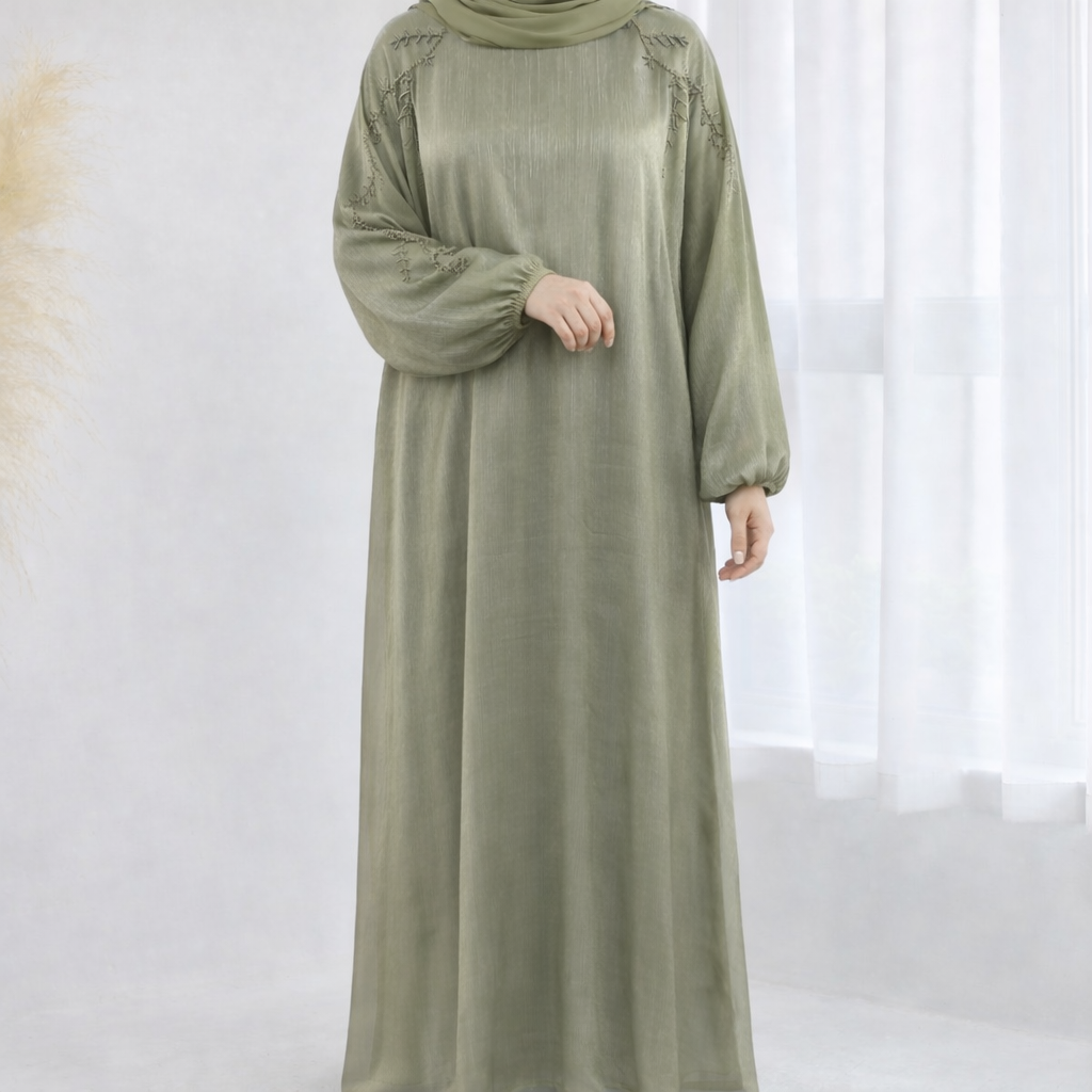 Yusra Beaded Abaya - 3 Piece Set - 2 Colours