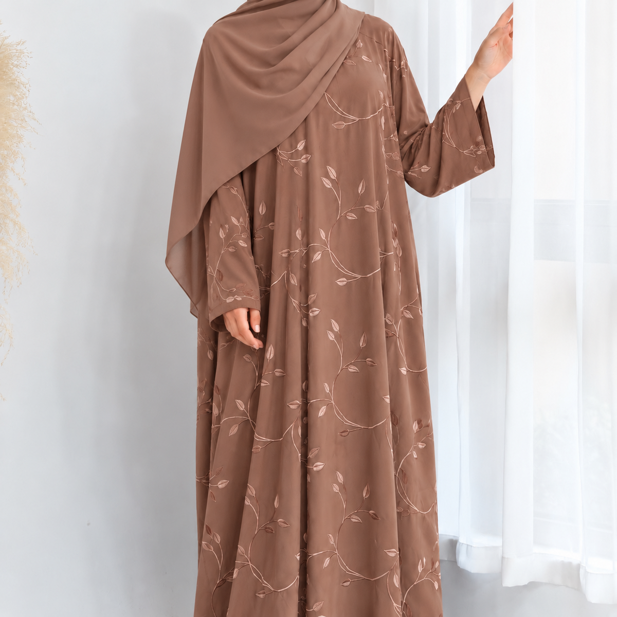 Embroidered Nidha Abaya & Hijab Set