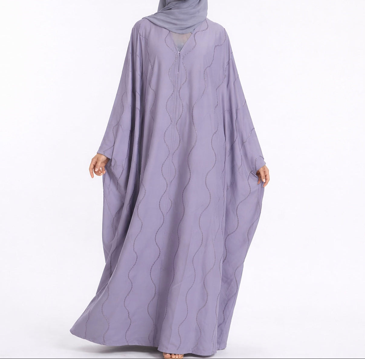 Diamanté Butterfly Abaya & Hijab Set - 3 Colours