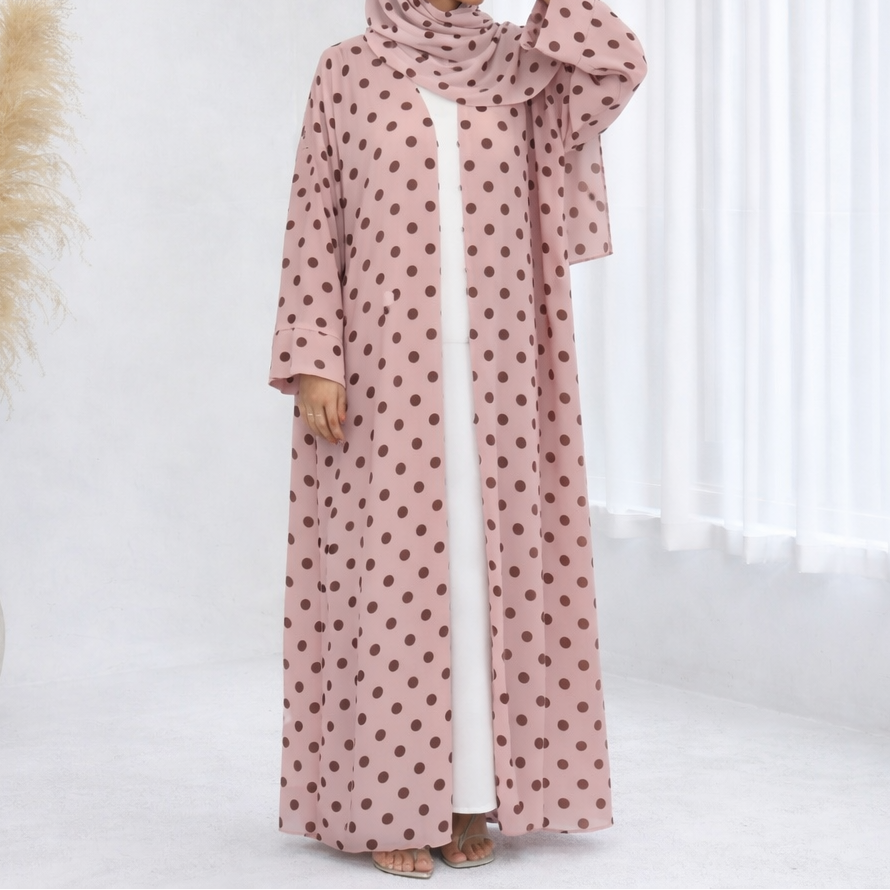 Polka Dot Abaya & Hijab Set - 2 Colours