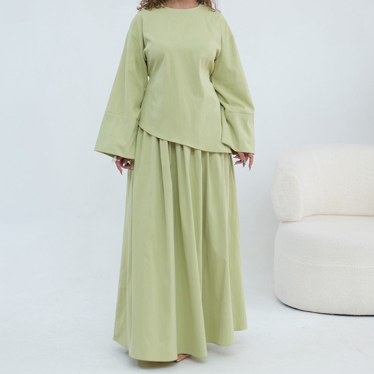Asymmetrical Blouse & Skirt Co-Ord Set - 3 Colours