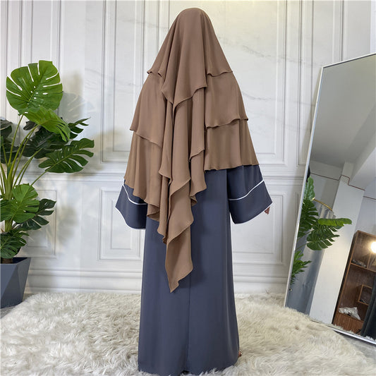 3 Layered Khimar - Caramel