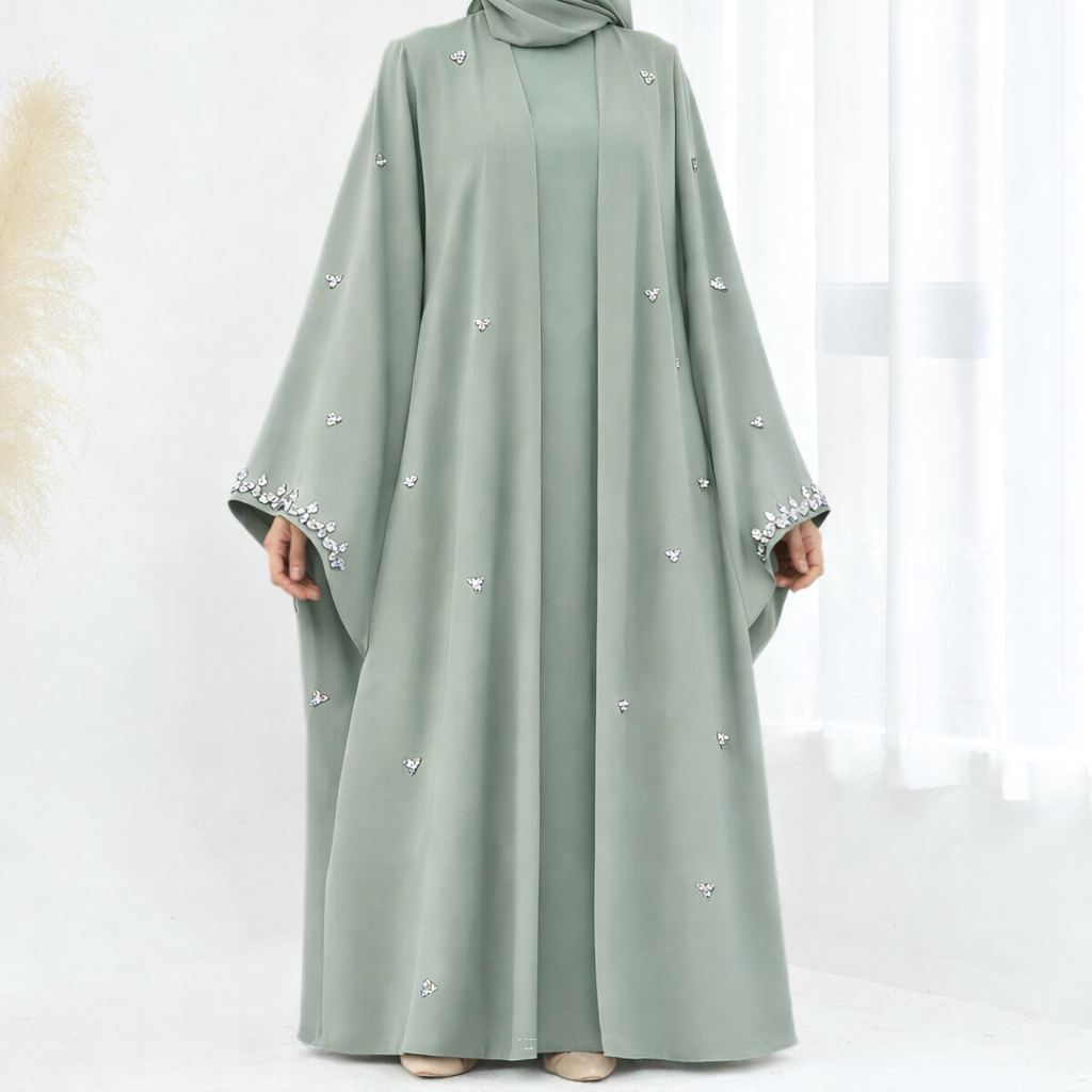 Zyra Embellished Abaya - 4 Piece Set - 2 Colours