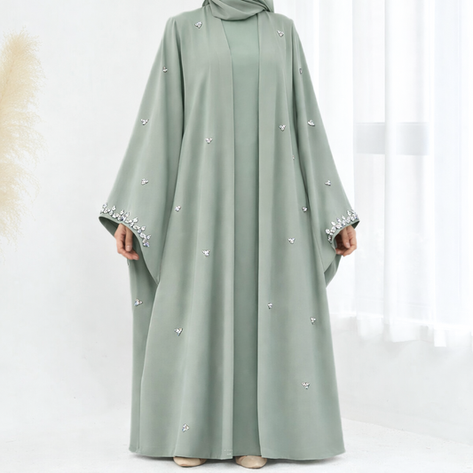 Zyra Embellished Abaya - 4 Piece Set - 2 Colours