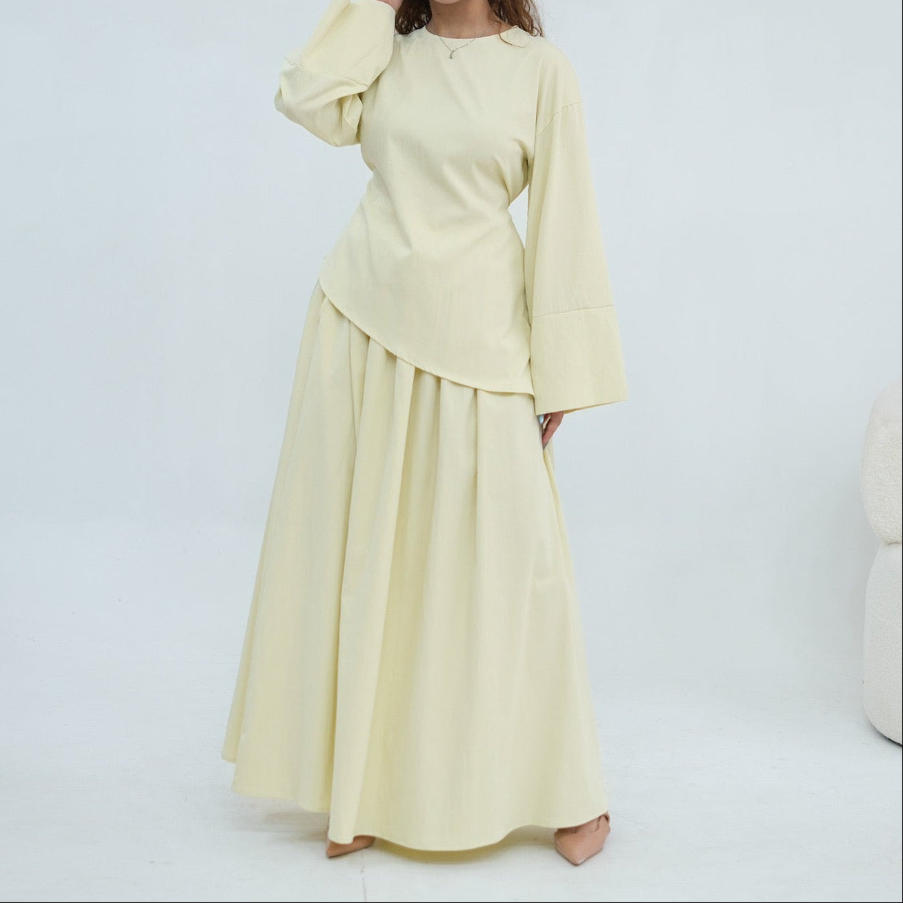 Asymmetrical Blouse & Skirt Co-Ord Set - 3 Colours