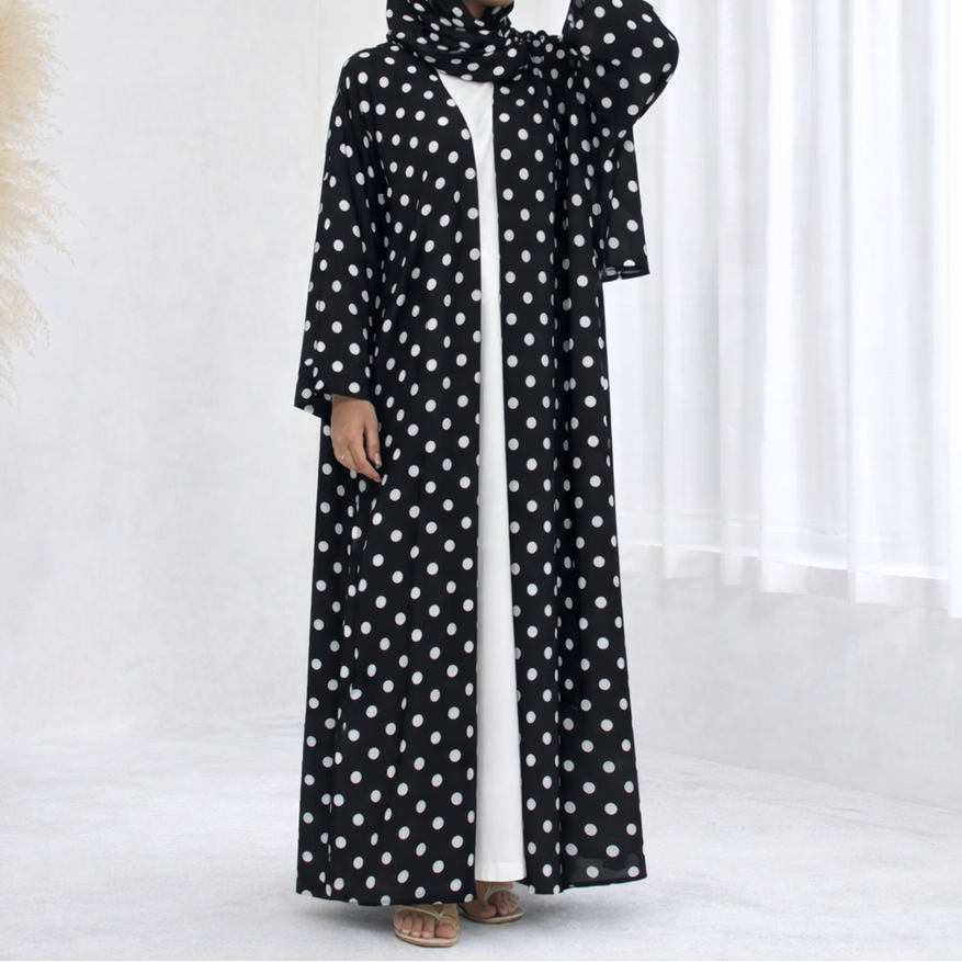 Polka Dot Abaya & Hijab Set - 2 Colours
