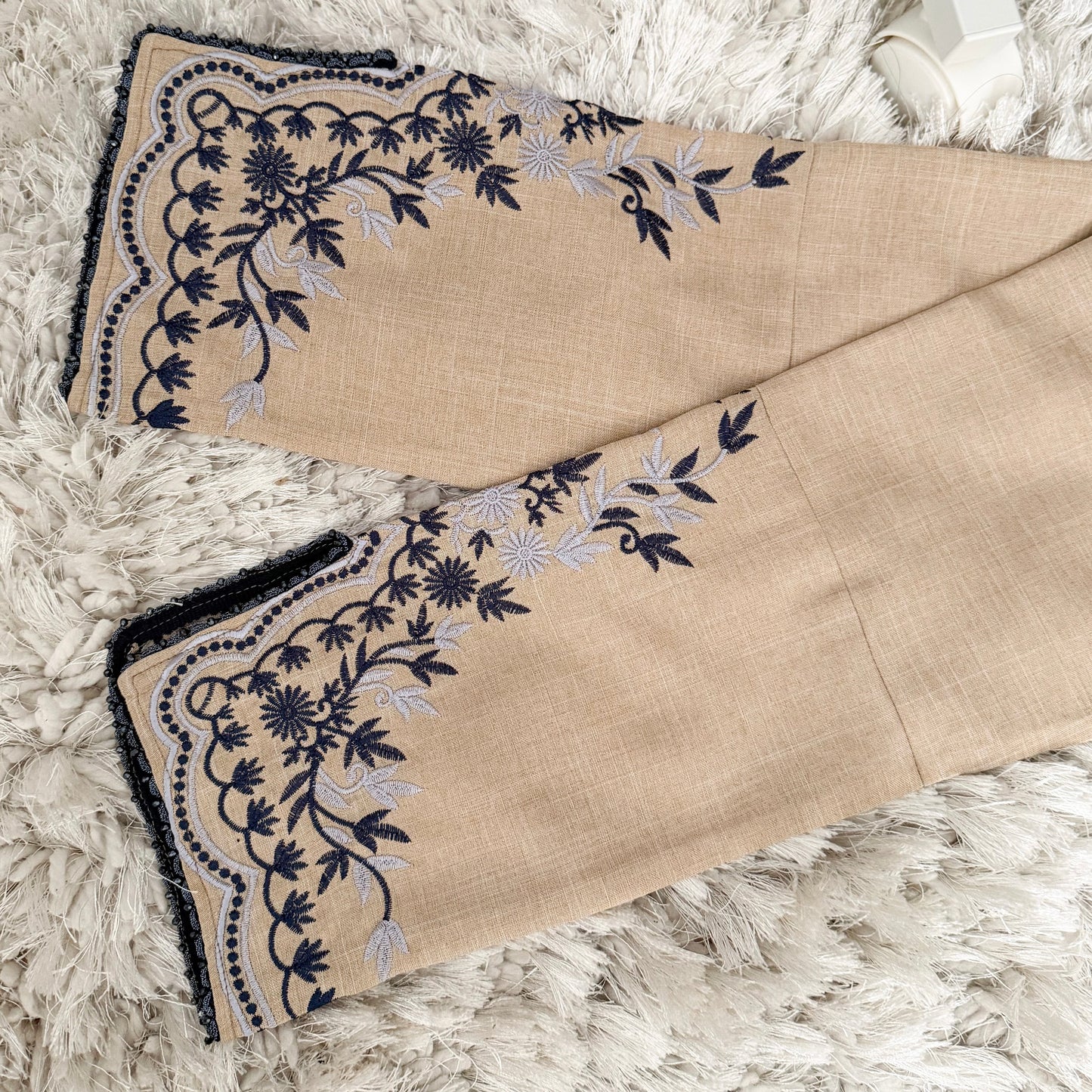 Embroidered Linen Abaya & Hijab Set