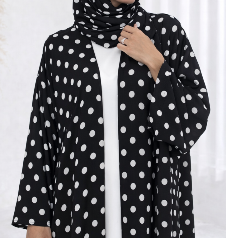 Polka Dot Abaya & Hijab Set - 2 Colours