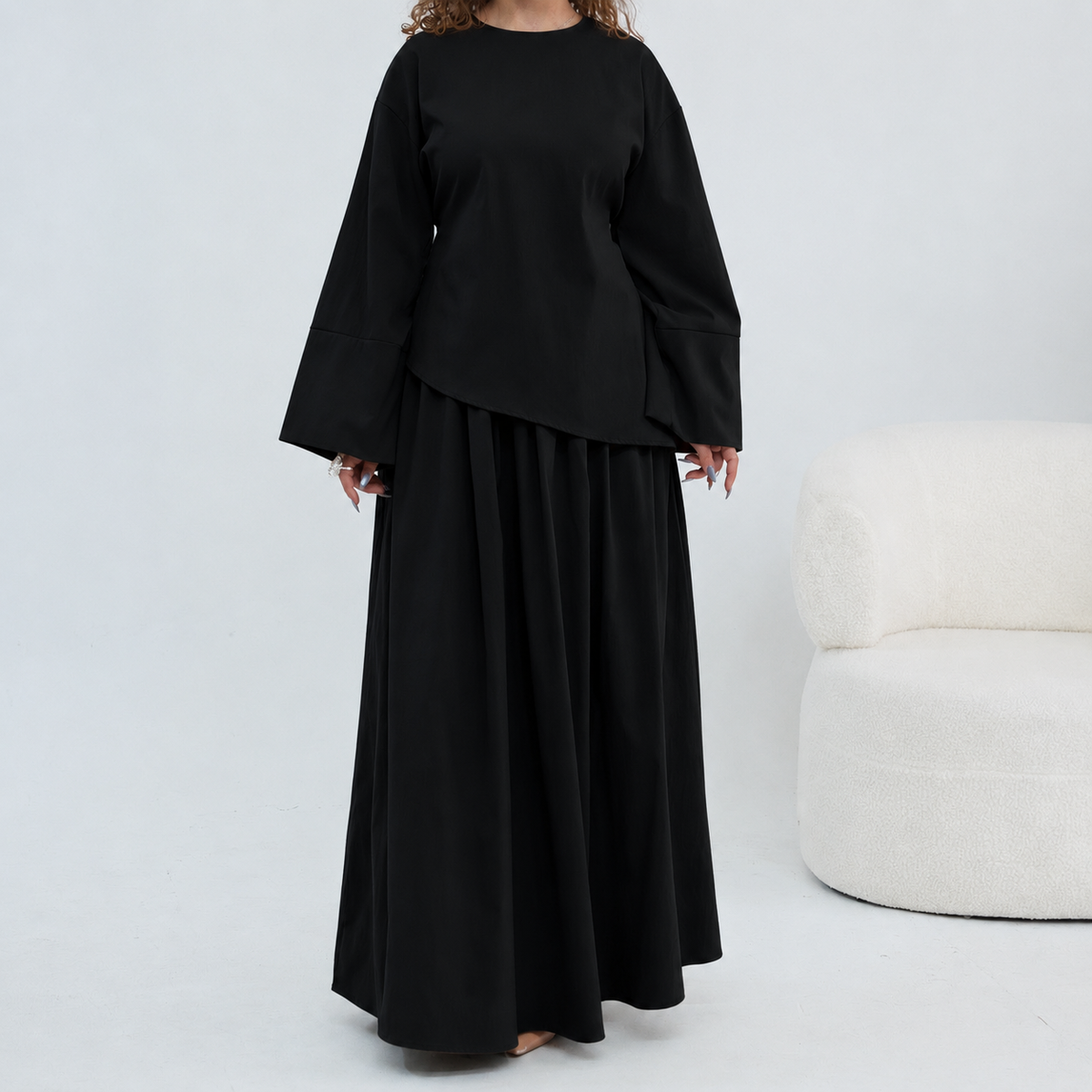 Asymmetrical Blouse & Skirt Co-Ord Set