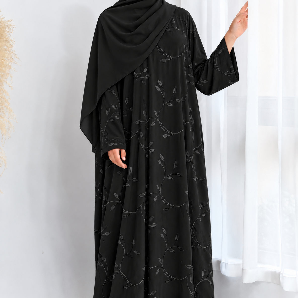 Embroidered Nidha Abaya & Hijab Set