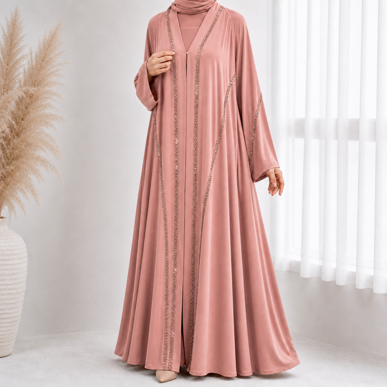 Ayla Beaded Abaya - 3 Piece Set - 3 Colours