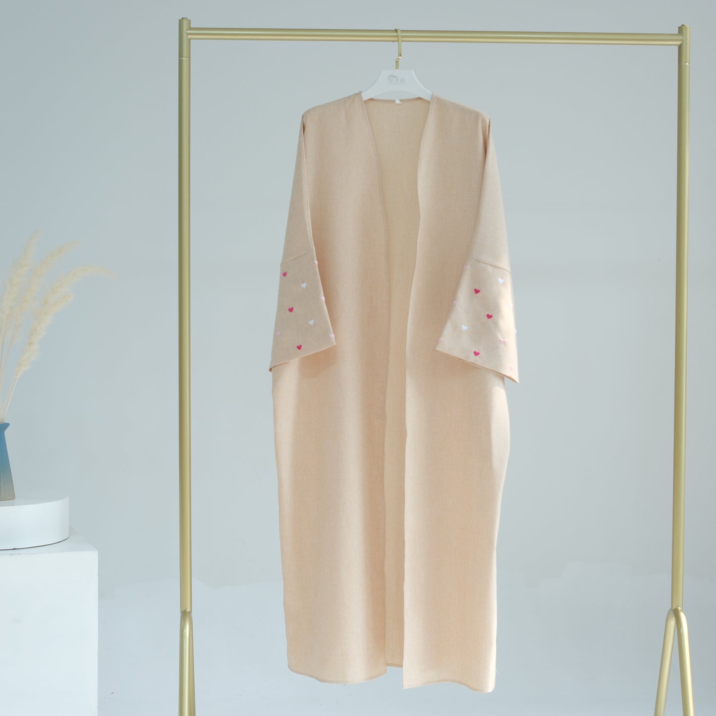 Heart Open Abaya - Beige